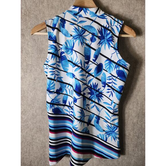 TAIL Women's Sleeveless Blue Tropical Active Golf Top SZ S - Picture 2 of 7